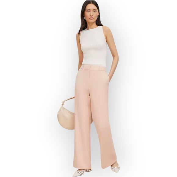 Sz12 AnnTaylor TheJayneTrouser CeramicPink MidRise 31.5"Inseam Lined SlightFlare - Picture 3 of 7